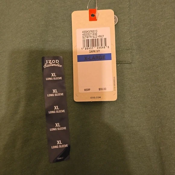 Izod Saltwater Green Long Sleeve Henley - Picture 3 of 7